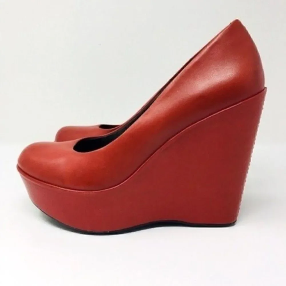 Kork east closed toe platform wedges light chestnut leather BoxG